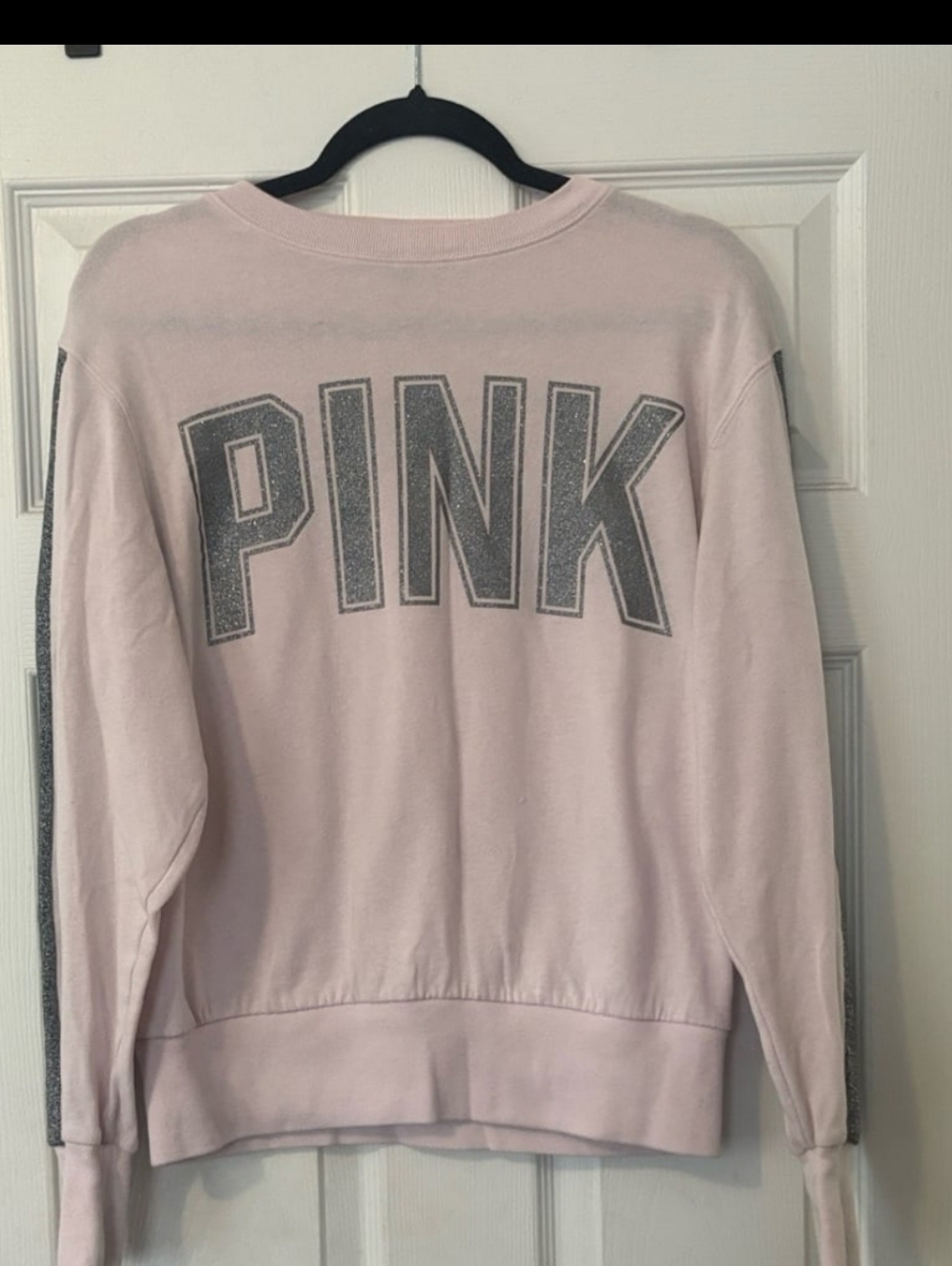 PINK Victoria's Secret Light Pink Glitter Logo Sweatshirt